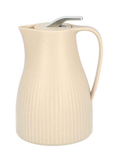 Buy Plastic Vacuum Flask Beige/Silver 1Liters in Saudi Arabia