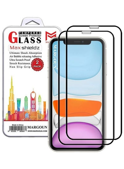 اشتري 2-Pack for iPhone 11 Screen Protector Ceramic Film Anti Scratch Shatterproof Glass 12D Edge to Edge Full Coverage Clear/Black في الامارات