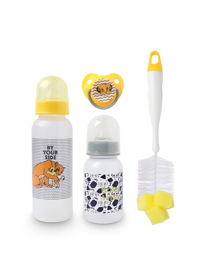 Buy Pack Of 4 Lion King Printed Feeding Bottle With Accessories Set in UAE