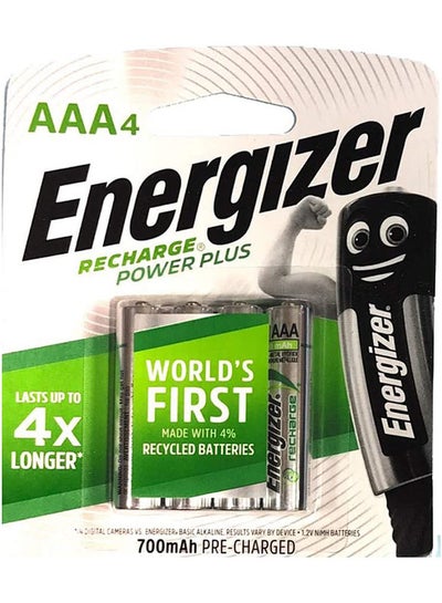 Buy 4-Piece AAA Recharge Power Plus Battery Set Silver/Black/Green in UAE