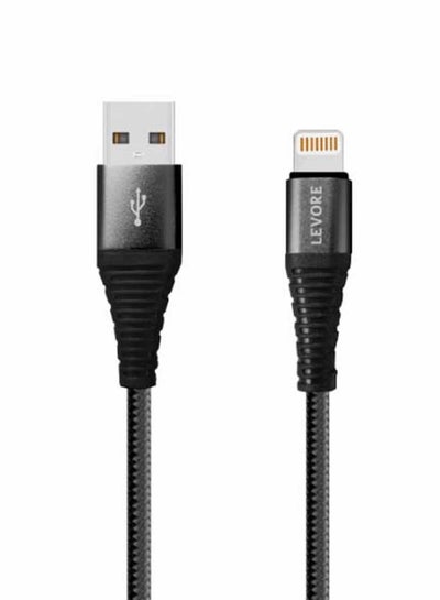 Buy 1M Nylon Braided USB A to Lightning Cable Black in Saudi Arabia