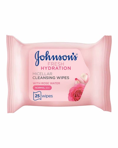 Buy JOHNSON’S, Cleansing Wipes, Fresh Hydration Micellar, Normal Skin, Pack of 25 wipes in Egypt