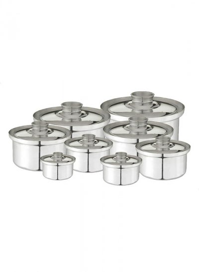 Buy 8-Piece Aluminium Cookware Pot Heavy Silver 30cm in Saudi Arabia