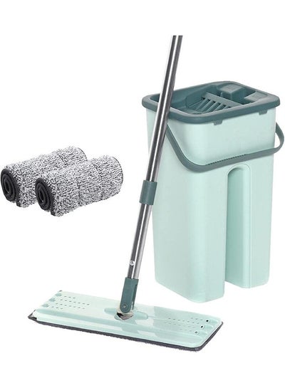 Buy Free Hand Washing Flat Mop And Bucket Set Multicolour 40.2x22.4x18.4cm in Egypt