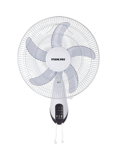 Buy 16 Inch Wall Fan with Remote, T Class Copper Motor, 5 AS Knife Blades - 120° Grill, 3 Speed Control, 7.5 Hours Timer, Energy-Efficient, Ideal For Office, And Home 45 W NWF1636RT1 White in Saudi Arabia