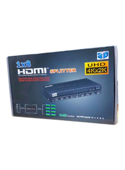 Buy Hdmi 4K Splitter 1X8 8Xhdmi Female Port Audio Video Distributor Amplifier With Charger Black in Egypt