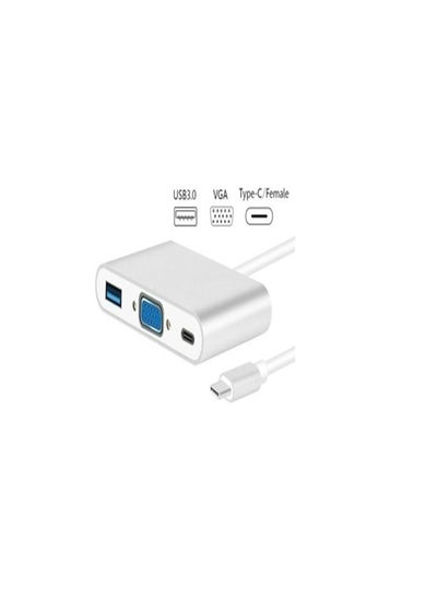 Buy Adapter 3x1 Type-c 3.1 Male To ( Vga & Usb3.0 & Type-c ) Female Silver in Egypt