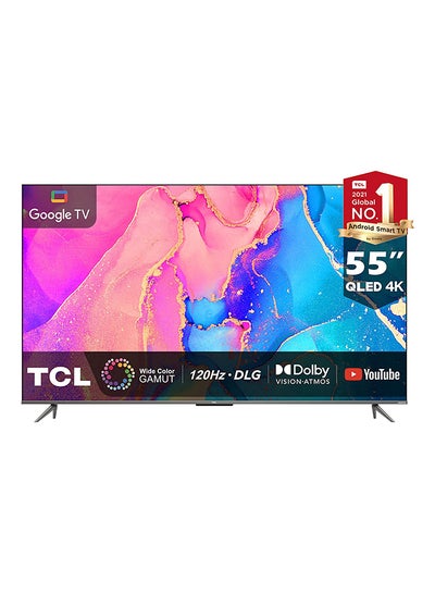 Buy 55 Inch 4K Ultra HD QLED Smart TV, Google TV with Hands-Free Voice Control, Dolby Vision IQ-Atmos, HDR 10+, Game Master, Wide Colour Gamut, Onkyo Audio, Quantum Dot Technology, 2022 Model, 55C635 Black in UAE