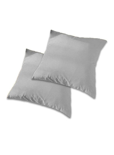 Buy 2 Pieces Velvet Soft Decorative Cushion Set Solid Design Velvet Gray 45 x 45cm in Saudi Arabia