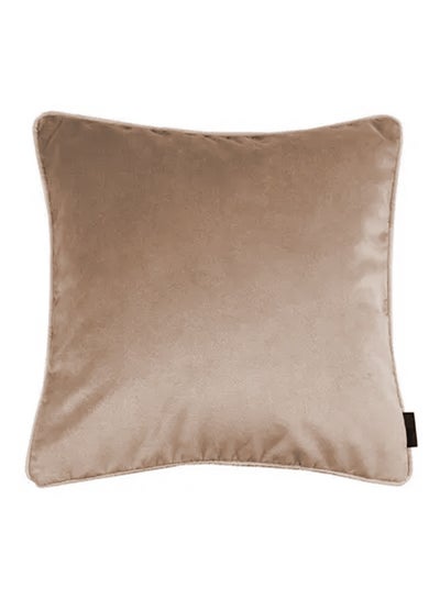 Buy square Velvet Soft Decorative Cushion Solid Design polyester Beige 45x45cm in Saudi Arabia