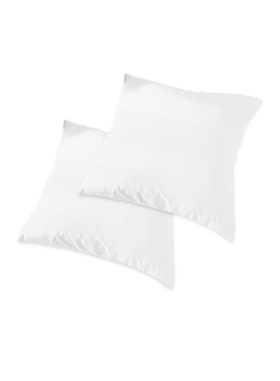 Buy 2 Pieces Velvet Soft Decorative Cushion Set Solid Design polyester White 45x45cm in Saudi Arabia