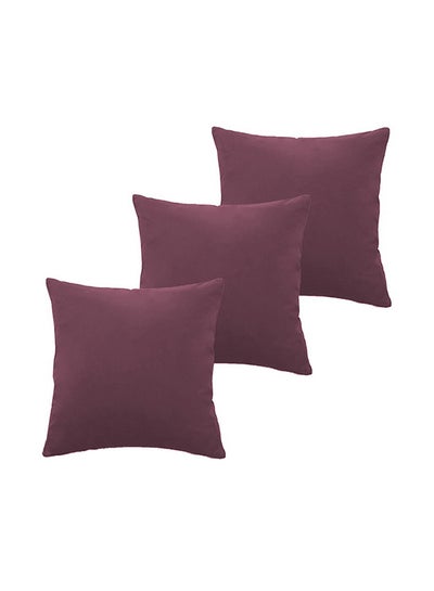 Buy 5 Pieces Velvet Soft Decorative Cushion Set Solid Design Dark Pink 45x45cm in Saudi Arabia