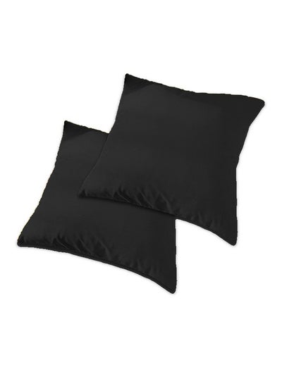 Buy 2 Pieces Velvet Soft Decorative Cushion Set Solid Design velvet Black 45 x 45cm in Saudi Arabia