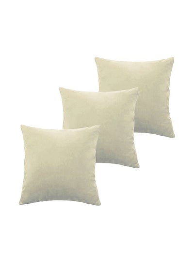 Buy 5 Pieces Velvet Soft Decorative Cushion Set Solid Design Ivory 45 x 10 x 45centimeter in Saudi Arabia