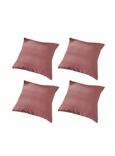 Buy 4 Pieces Velvet Soft Decorative Cushion Set Solid Design velvet Dark Pink 45 x 45cm in Saudi Arabia