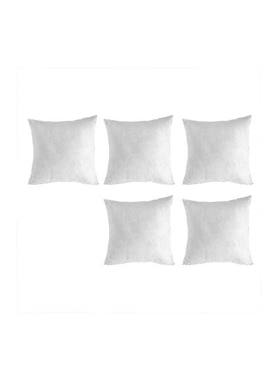 Buy 5 Pieces Velvet Soft Decorative Cushion Set Solid Design polyester White 45x45cm in Saudi Arabia