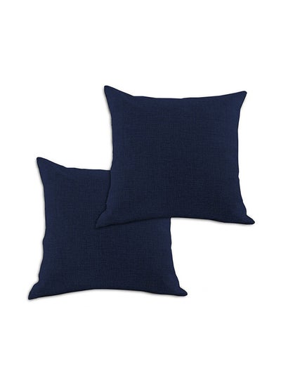 Buy 2-Piece Decorative Cushion Dark Blue 45x45cm in Saudi Arabia