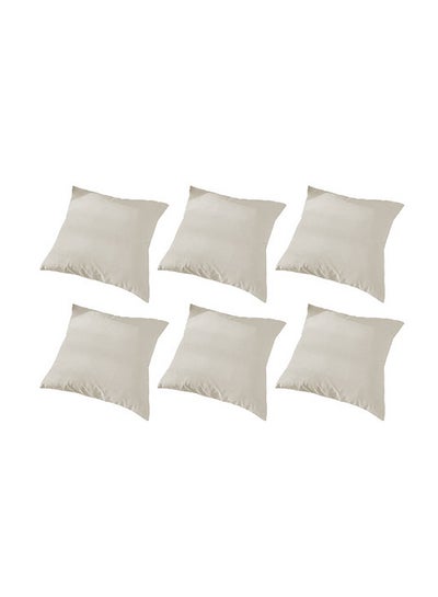 Buy 6 Pieces Velvet Soft Decorative Cushion Set Solid Design Ivory 45x45cm in Saudi Arabia