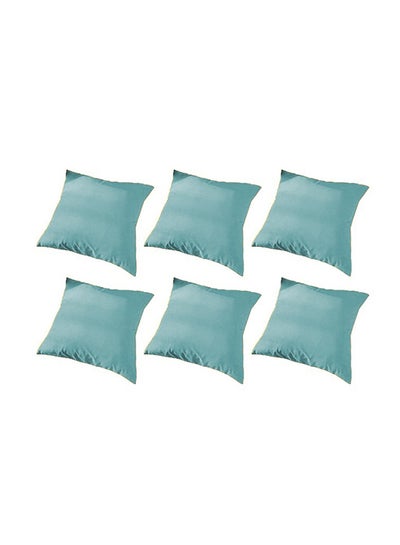 Buy 6 Pieces Velvet Soft Decorative Cushion Set Solid Design Turquoise 45x45cm in Saudi Arabia