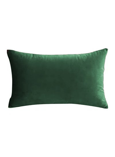 Buy Rectangular Velvet Decorative Cushions Solid Design Dark Green 30x50cm in Saudi Arabia