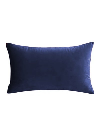 Buy Rectangular Velvet Decorative Cushions Solid Design Dark Blue 30x50cm in Saudi Arabia