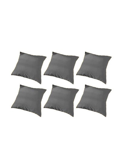 Buy 6 Pieces Velvet Soft Decorative Cushion Set Solid Design Dark Gray 45x45cm in Saudi Arabia