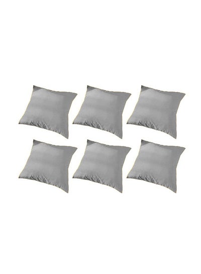 Buy 6 Pieces Velvet Soft Decorative Cushion Set Solid Design Gray 45x45centimeter in Saudi Arabia