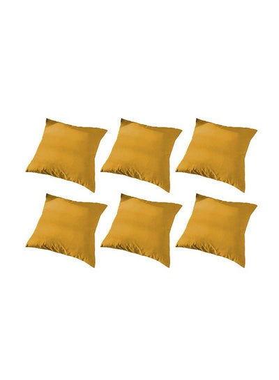 Buy 6 Pieces Velvet Soft Decorative Cushion Set Solid Design Gold 45x45cm in Saudi Arabia