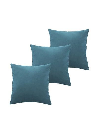 Buy 5 Pieces Velvet Soft Decorative Cushion Set Solid Design Turquoise 45x45cm in Saudi Arabia