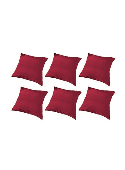 Buy 6 Pieces Velvet Soft Decorative Cushion Set Solid Design Burgundy 45 x 45cm in Saudi Arabia