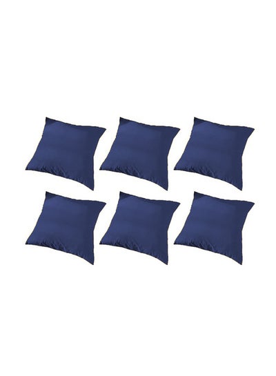 Buy 6 Pieces Velvet Soft Decorative Cushion Set Solid Design Dark Blue 45x45cm in Saudi Arabia