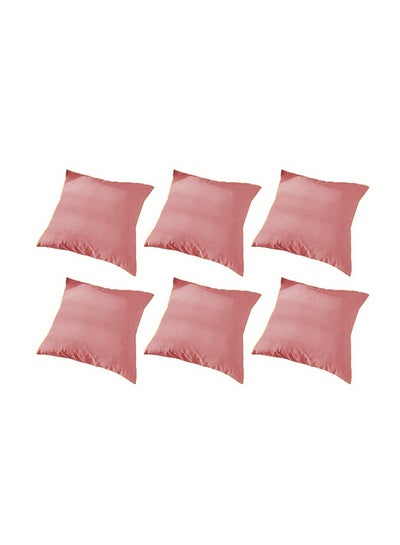 Buy 6 Pieces Velvet Soft Decorative Cushion Set Solid Design Light Pink 45x45cm in Saudi Arabia