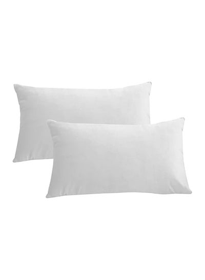 Buy 2 Pieces Velvet Decorative Cushion Set Solid Design Velvet White 30 x 50centimeter in Saudi Arabia