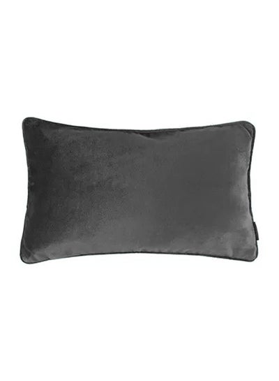 Buy Rectangular Velvet Decorative Cushions Solid Design Polyester Dark Gray 50x30cm in Saudi Arabia