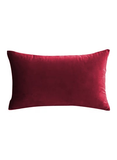 Buy Rectangular Velvet Decorative Cushions Solid Design Burgundy 30x50cm in Saudi Arabia