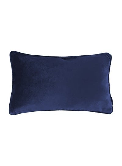 Buy Rectangular Velvet Decorative Cushions Solid Design polyester Dark Blue 50x30cm in Saudi Arabia