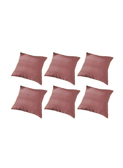 Buy 6 Pieces Velvet Soft Decorative Cushion Set Solid Design Dark Pink 45x45cm in Saudi Arabia