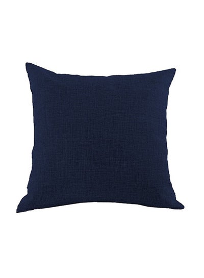 Buy square Linen Decorative Cushions Solid Design linen Dark Blue 45x45cm in Saudi Arabia