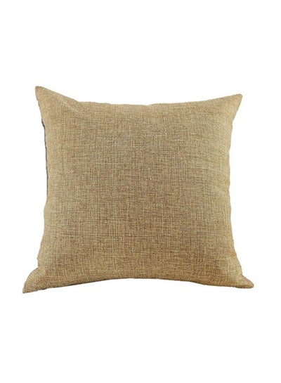 Buy square Linen Decorative Cushions Solid Design Beige 45 x 45centimeter in Saudi Arabia