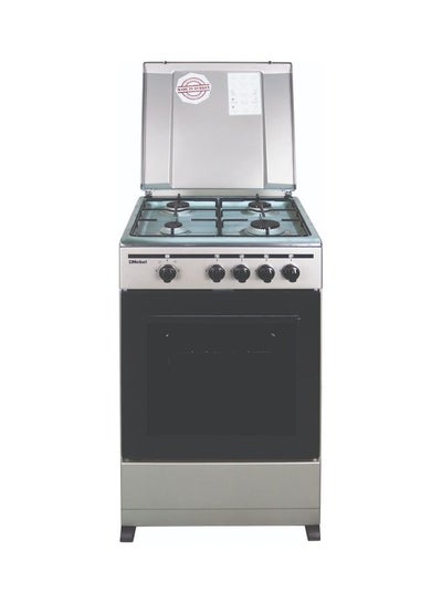 Buy Gas Cooker 50X50 4 Burners Oven Enamel Grids Lid Stainless Steel Top NGC5000S Silver in UAE