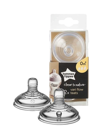 Buy Closer to Nature Baby Bottle Teats, Breast-like, Anti-colic valve, SOft Silicone, Vari-Flow, Pack Of 2 in Saudi Arabia