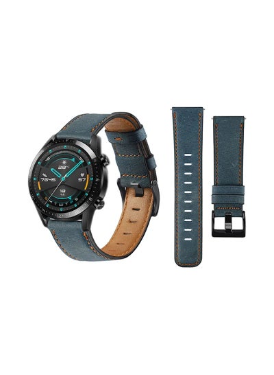 اشتري Leather Replacement Band For Huawei Watch GT/GT2 Blue في السعودية