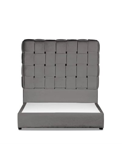 Buy Al Shahba Bed Frame Velvet Gray 200x140cm in Saudi Arabia