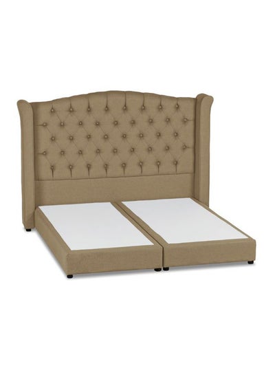 Buy Al Dimashqi Bed Frame Linen Dark Brown 200x200cm in Saudi Arabia