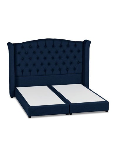 اشتري إطار سرير دامسكينو - خشب سويدي خلفي مستقيم منجد بتصميم عصري أزرق في السعودية