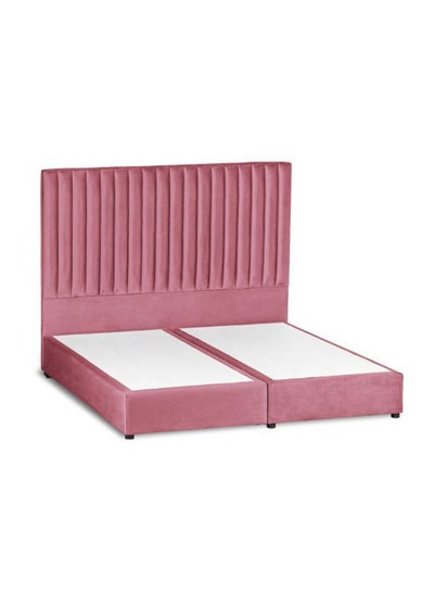 Buy Alkmar Bed Frame Velvet Light Pink 200x40x100cm in Saudi Arabia