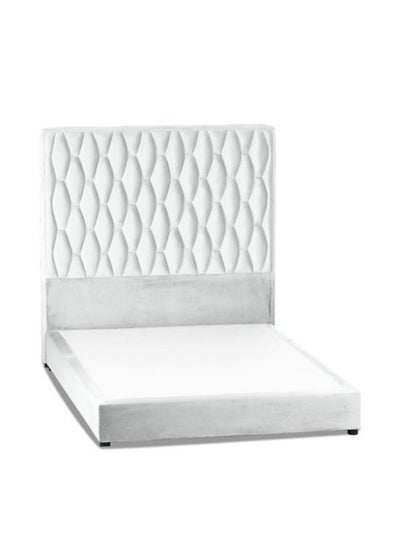 Buy Madrid Bed Frame Velvet White 200x100cm in Saudi Arabia