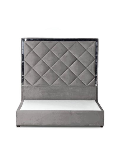 Buy Victoria Bed Frame Velvet Gray 200x180cm in Saudi Arabia