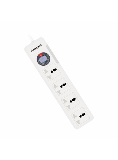 Buy Surge Protector/Spike Guard/Extension board, Master Switch, 4 Universal Sockets, 12000Amp, 1.5 Mtr Cord, Device Secure Warranty, X3 Fireproof MOV tech, 3Yr Warranty White-Platinum Series in UAE