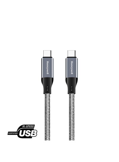 اشتري Type C To Type C (MFI Certified USB 3.1 Cable), 100W (5A), Braided Sync & Fast Charging Cable, 4 Feet (1.2M), Supports PD & QC 3.1 Charging, 5 GBPS Data Transmission grey في الامارات